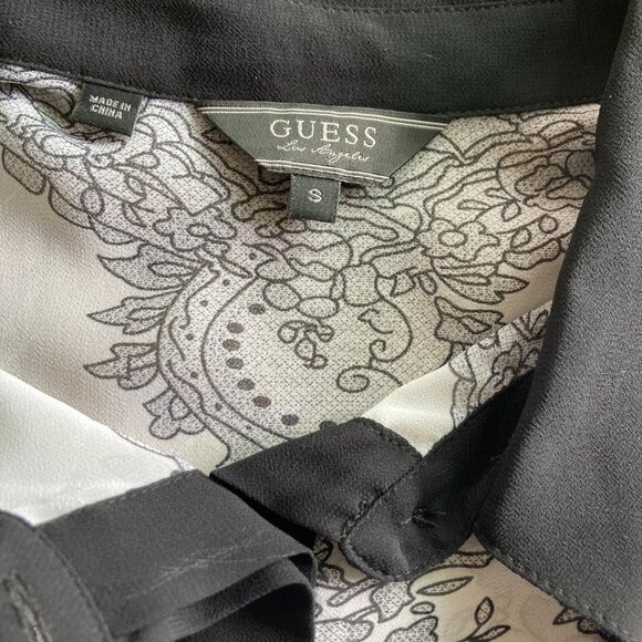 Guess Sheer Floral Size S Button-Down Blouse - Picture 5 of 9